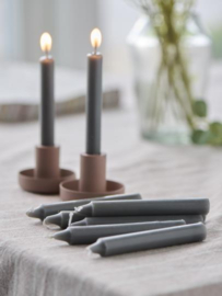 Dinerkaarsjes Donkergrijs (10 stuks)