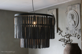 Hanglamp Ø60x43 cm hout mat zwart