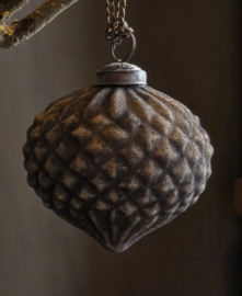 Weihnachtskugel Wabenförmig Zwiebelform Camel Samt 10 cm -Luksa-