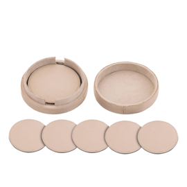 Lederen Onderzetters Beige (6 stuks) -PTMD-