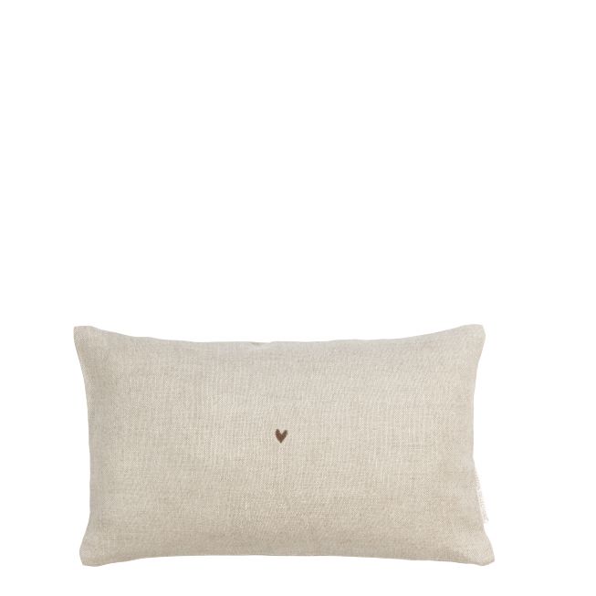 Kussen Naturel met Bruin Hartje 30x50 cm -Bastion Collection-