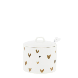 Suikerpotje Wit met Bruine Hartjes -Bastion Collections-