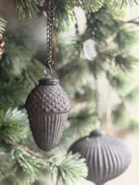 Kerst Ornament Antraciet Velvet Eikel