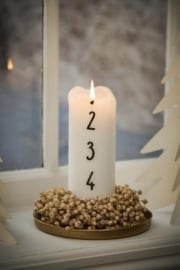Mini Kranz mit Holzperlen Creme 10 cm