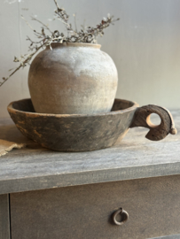 Oude Houten Schaal met Handvat