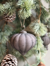 Kerst Ornament Antraciet Velvet Pompoen