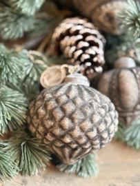 Weihnachtskugel Wabenförmig Zwiebelform Camel Samt 10 cm -Luksa-
