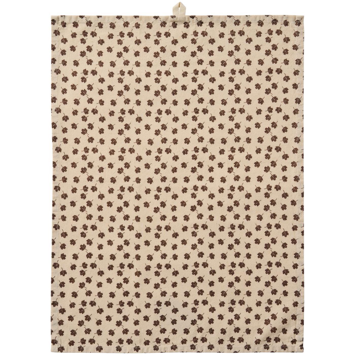 Theedoek Naturel met Bruin Blad