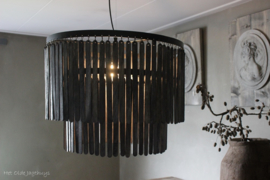Hanglamp Ø60x43 cm hout mat zwart
