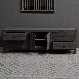 Houten TV-meubel 2-deurs, 4-lades ''Antique Grey''
