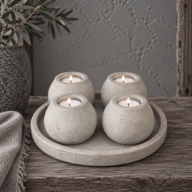 Schale mit 4 Teelichthaltern Majestic Taupe -Brynxz Collections-