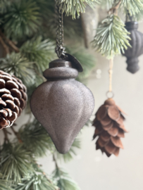 Kerst Ornament Antraciet Velvet Druppel