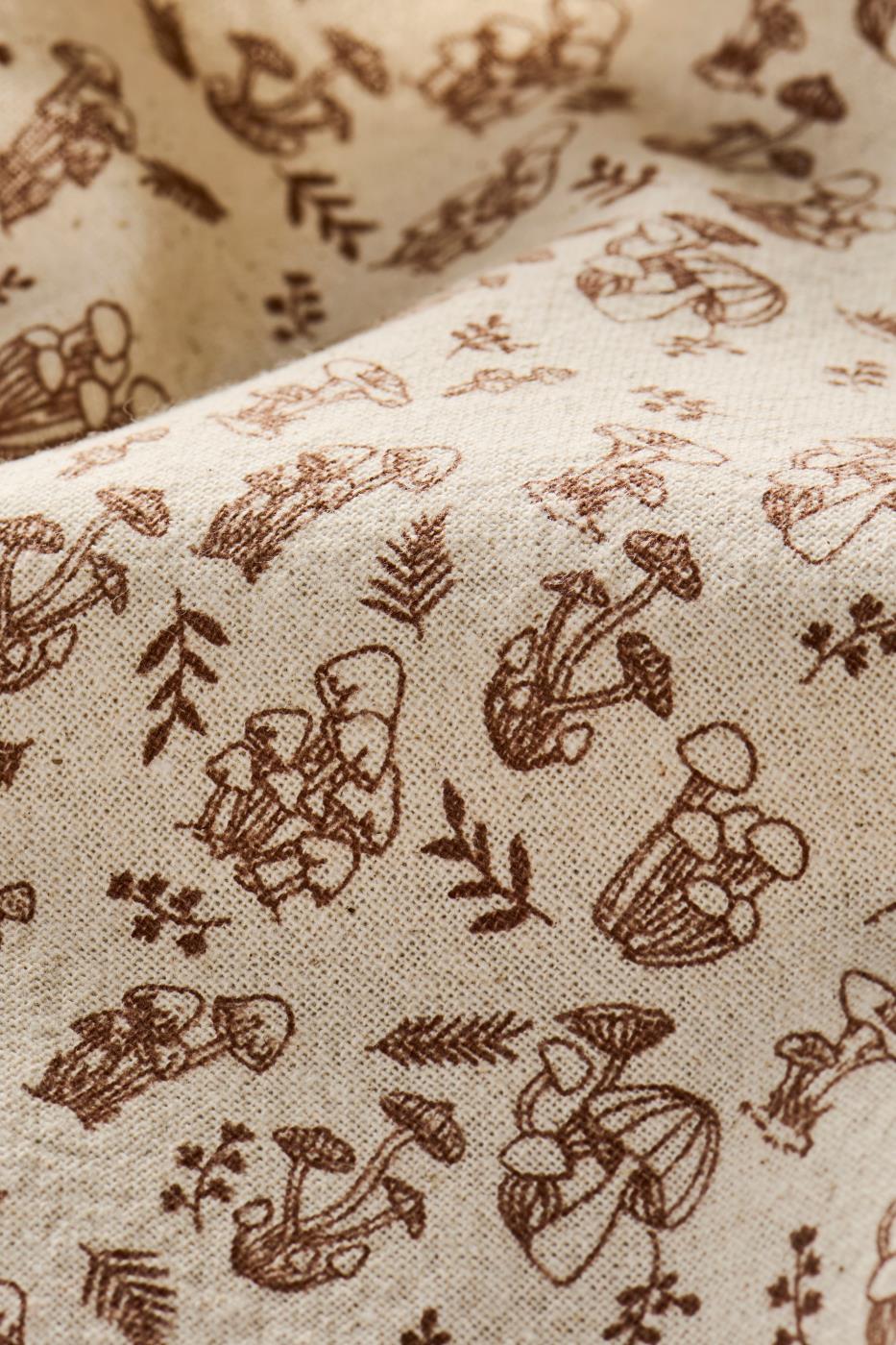 Theedoek Naturel met Bruine Paddestoelen