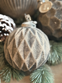 Kerstbal Diamantgeslepen Camel Velvet 10 cm -Luksa-