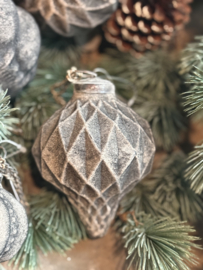 Kerstbal Honingraat Ui-vormig Camel Velvet 8,5 cm -Luksa-