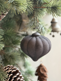 Kerst Ornament Antraciet Velvet Pompoen