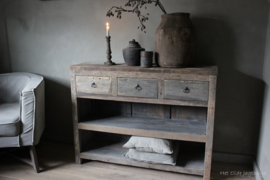 Sidetable Kota met 3-lades en 2 open vakken -Driftwood-