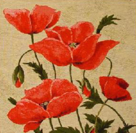 Gobelin Kissen Mohnblumen 45x45cm