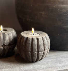Houten Waxinehouder Buru carve | Island Collection