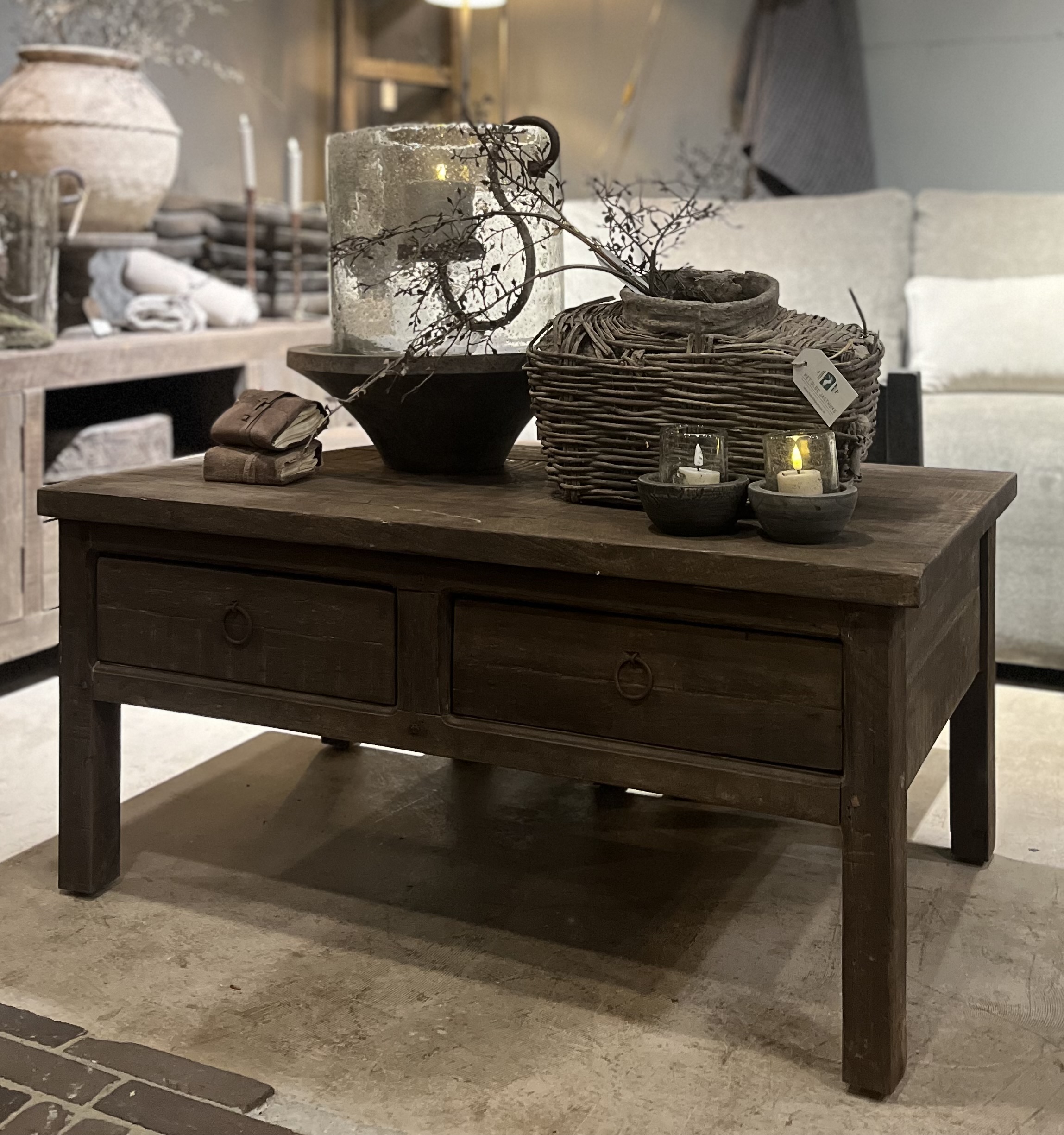 Salontafel Britt met 2-lades 100x60 cm ''Driftwood''