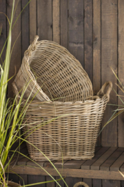 Set van 2 Rotan manden met handgrepen, ovaal