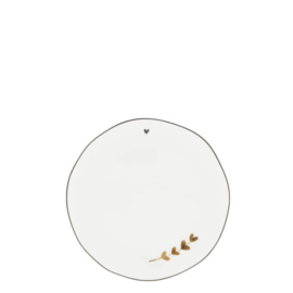 Gebaksbord Wit met Bruine Hartjes 16 cm -Bastion Collections-