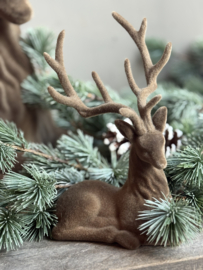 Liegender Hirsch Samt Braun Small