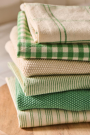 Theedoek Naturel met Groene Ruit