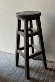 Ronde Barkruk Oud Hout -Driftwood-
