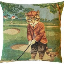 Gobelin Kissen Golf Katze