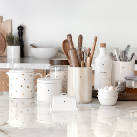 Lepelpot Wit/Naturel met Smalle Streepjes -Bastion Collections-