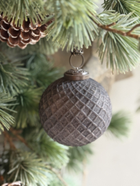 Kerst Ornament Antraciet Velvet Ruit