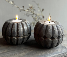 Houten Waxinehouder Buru carve | Island Collection