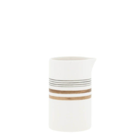 Melk Kannetje Wit met Bruin en Zwarte Strepen -Bastion Collections-