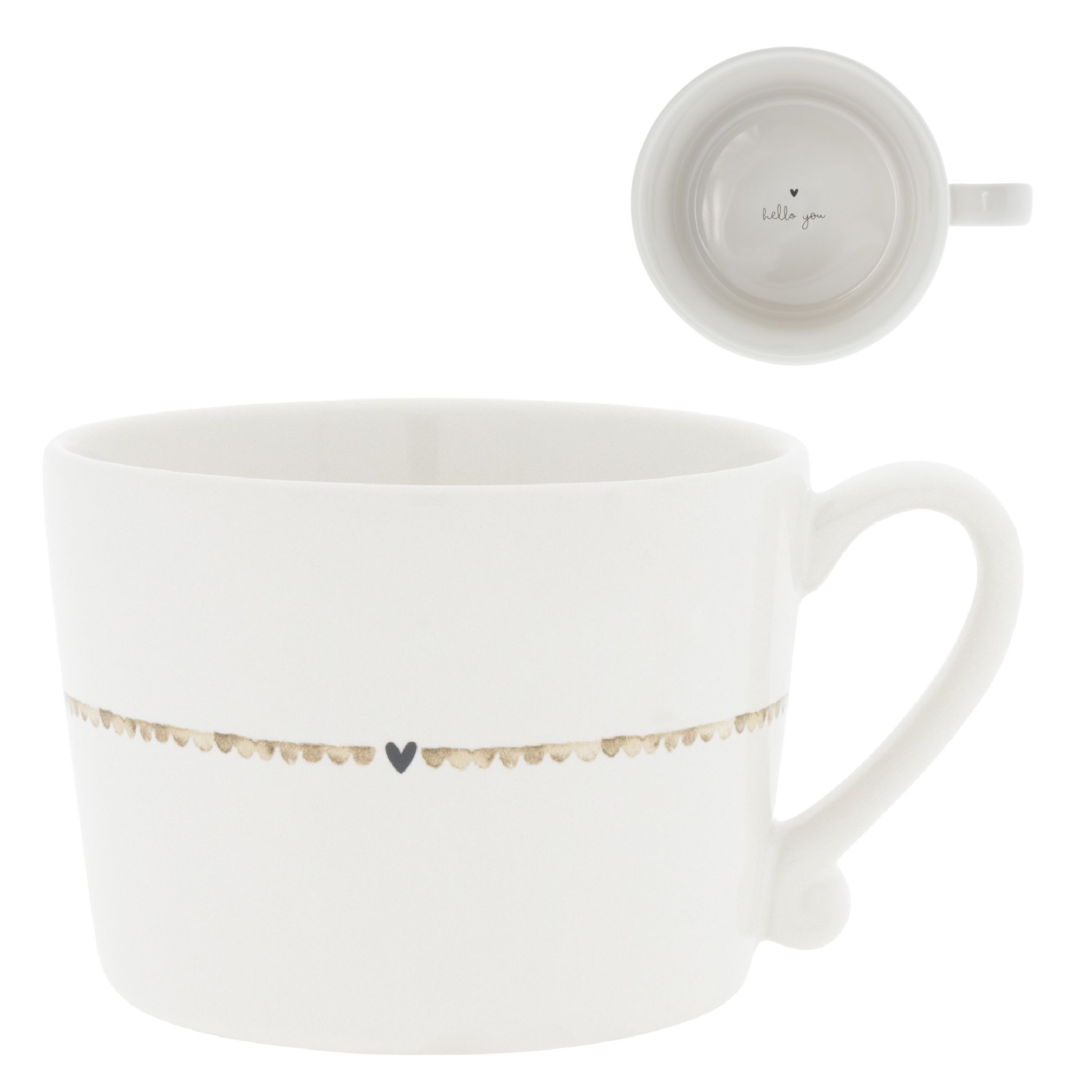 Mok met Oor en Bruine Hartjes ''Hello You'' -Bastion Collection-