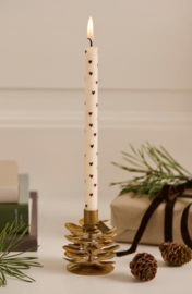Kerze mit braunen Herzen 20cm