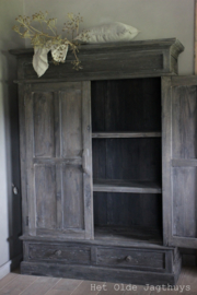 Kast Oud Hout 2-deurs met lades ''Vintage''