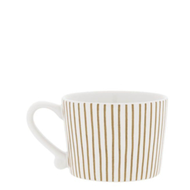Mok Wit met oor met Bruine Strepen en Zwart Hartje -Bastion Collections-