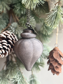 Kerst Ornament Antraciet Velvet Druppel