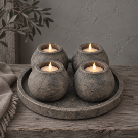 Schale mit 4 Teelichthaltern Majestic Brown -Brynxz Collections-