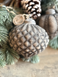 Weihnachtskugel Wabenförmig Zwiebelform Camel Samt 10 cm -Luksa-