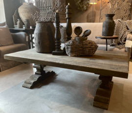 Salontafel Oud Hout ''Rough'' Kloosterpoot 120x70 cm