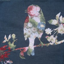 Gobelin Kissen Vogel mit Blumen 