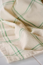 Theedoek Naturel met Groene Ruit
