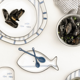 Dinerbord Wit met Blauwe Strepen -Bastion Collections-