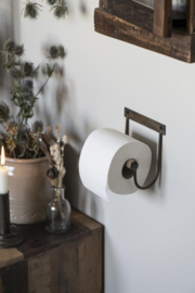 Toilettenpapierhalter aus Metall mit Holz