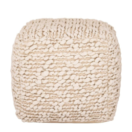 Poef Handgeweven Wol Creme -PTMD-