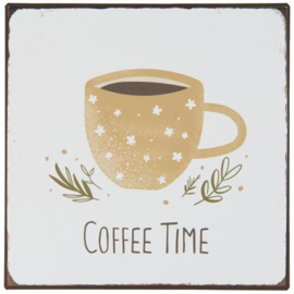 Metalen bordje 'Coffee time'