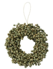 Krans met Houten Kralen Groen 13,5 cm