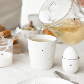 Theepot van Glas met Zwart Hartje -Bastion Collections-
